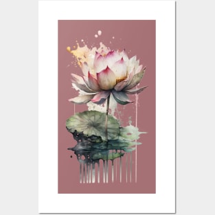 Lotus Flower Yoga Watercolor Meditation Bohemian Floral Posters and Art